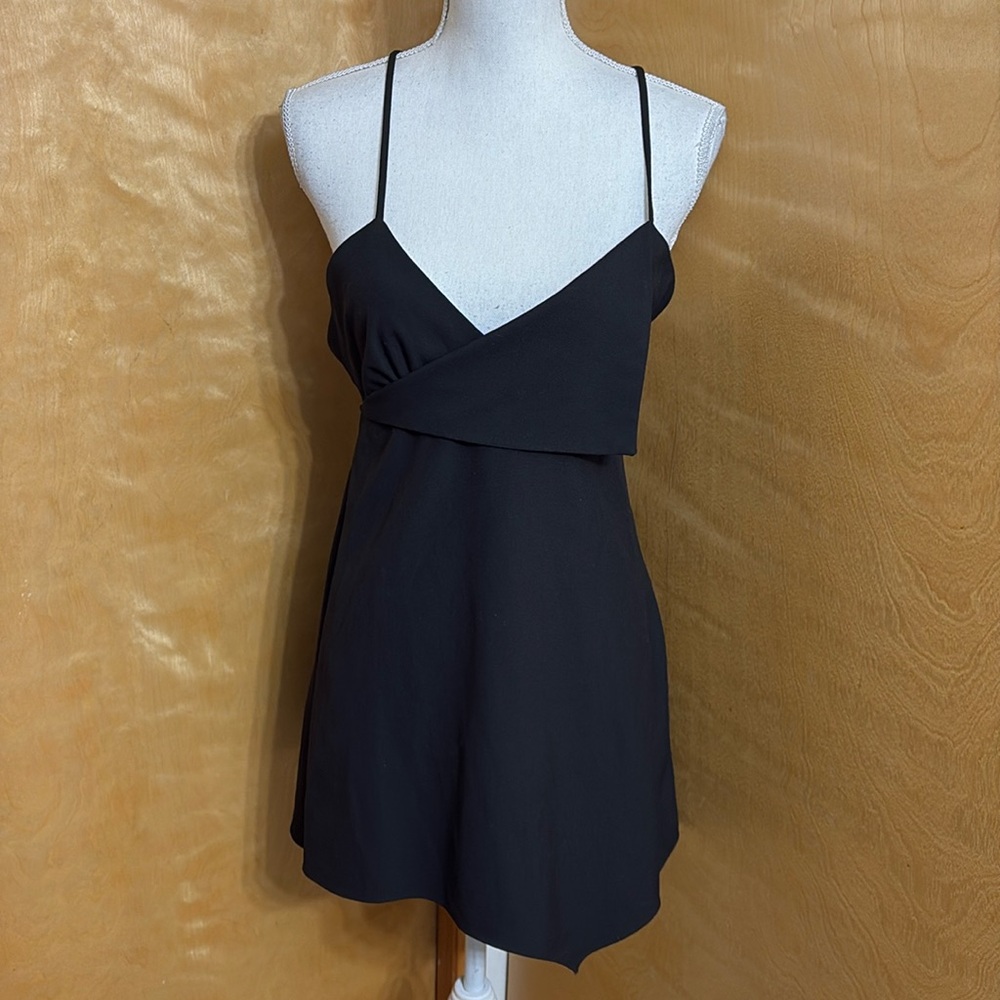 NWT Zara Black Cross Over Back Open Mini Dress M